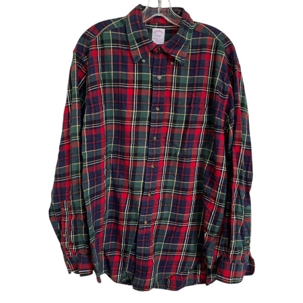 Brooks Brothers 100% cotton flannel button down size L EUC B-8